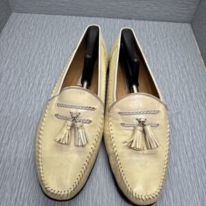 Sandro Moscoloni Loafers‎ Mens 11 Cream Leather Tassel Slip On Dress Shoes